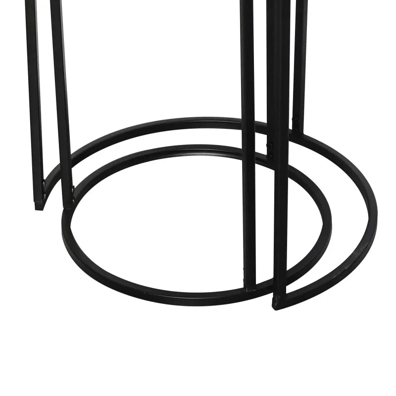 Set of 2 Olin Antique Gold Leaves Nesting Table