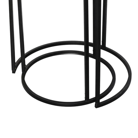 Set of 2 Olin Antique Gold Leaves Nesting Table