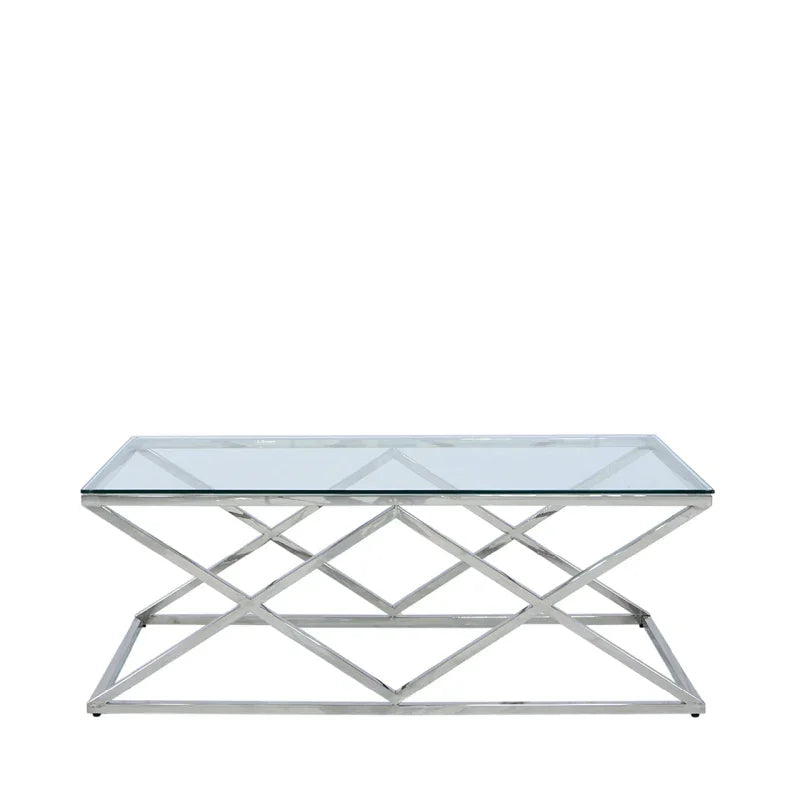 Imperia Stainless Steel Coffee Table Glass Top