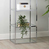 Logan 151.5cm Chrome 4-Tier Glass Rectangular Display Unit - KD