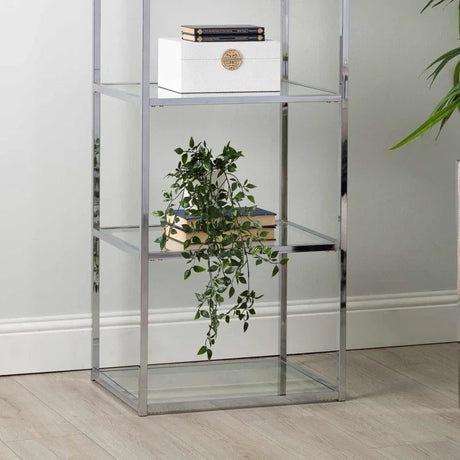 Logan 151.5cm Chrome 4-Tier Glass Rectangular Display Unit - KD