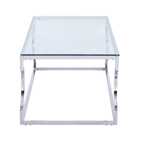 Alvis Stainless Steel Coffee Table with Glass Top