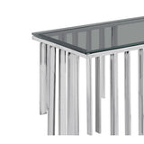 Owen Chrome Metal Console Table with Smoke Glass Top