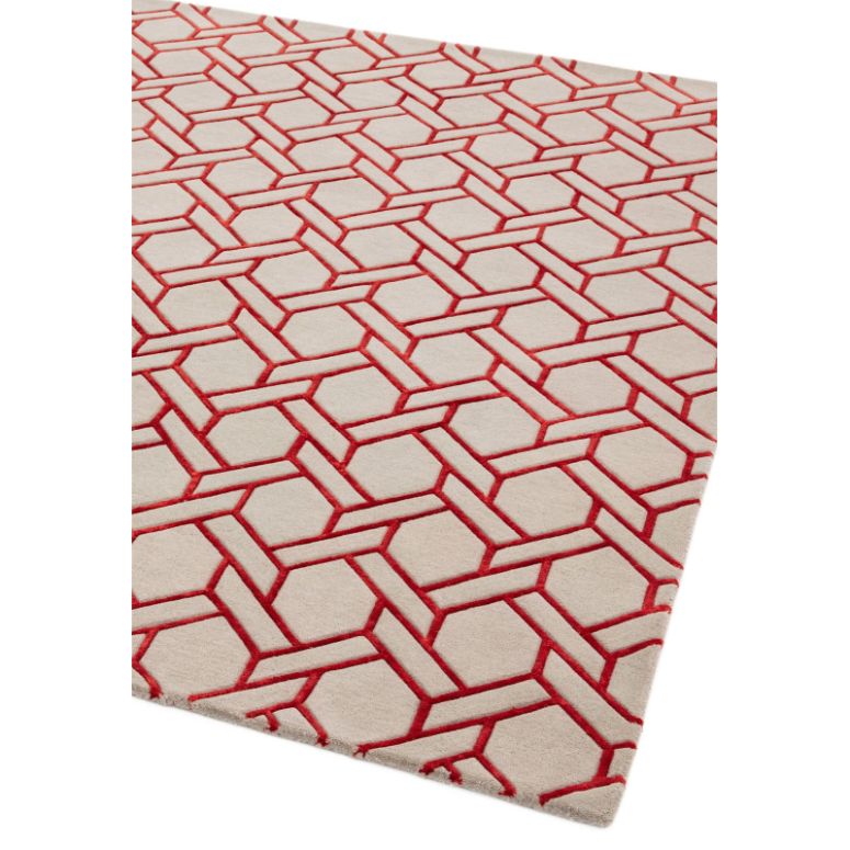 Nexus Fine Lines Silver/Red Rug - Image 2