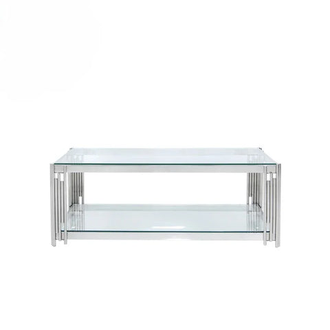 Cohen Steel Tubes and Clear Glass Coffee Table
