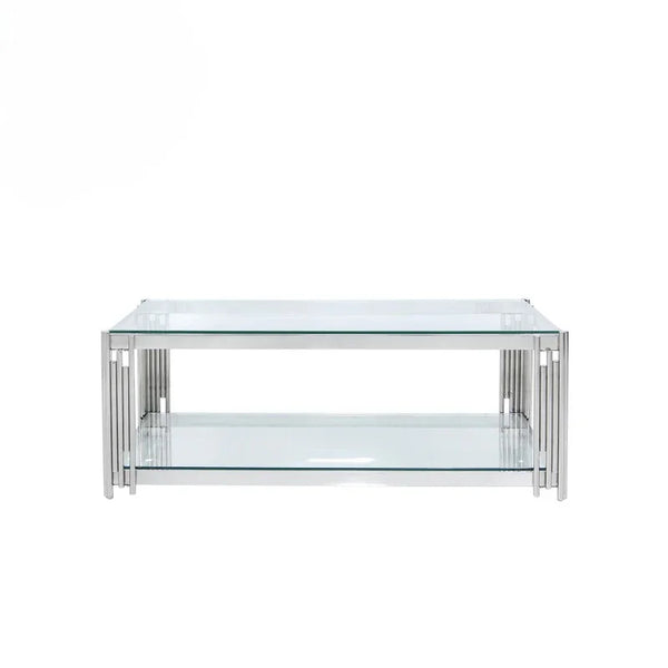 Cohen Steel Tubes and Clear Glass Coffee Table