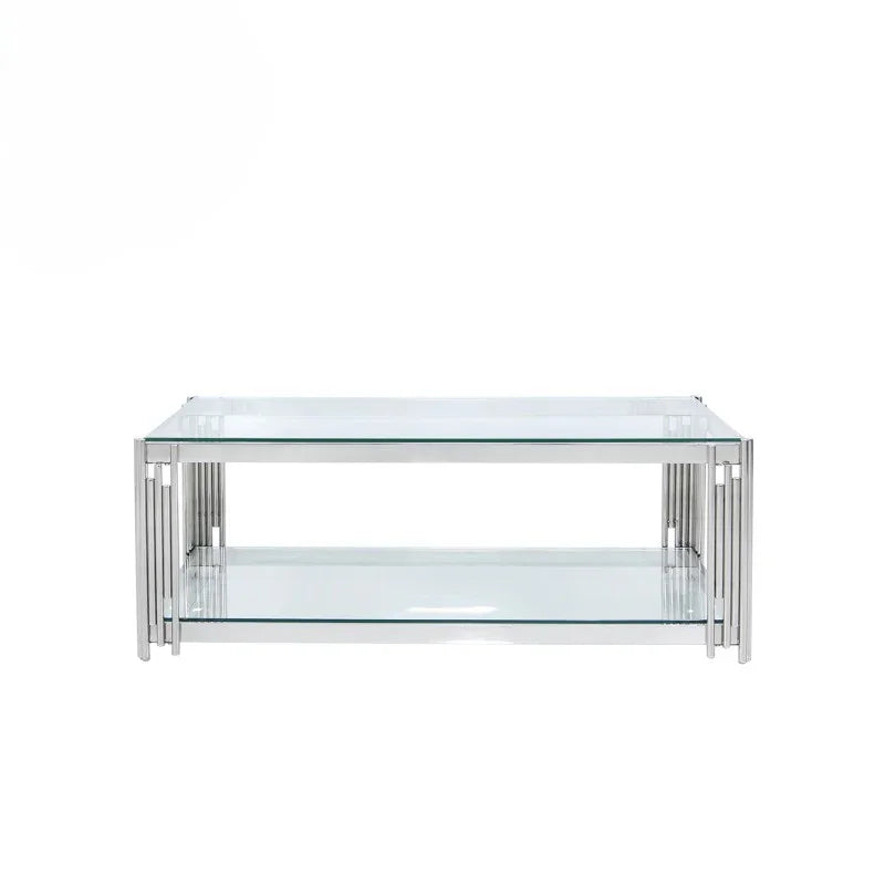 Cohen Steel Tubes and Clear Glass Coffee Table