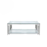 Cohen Steel Tubes and Clear Glass Coffee Table