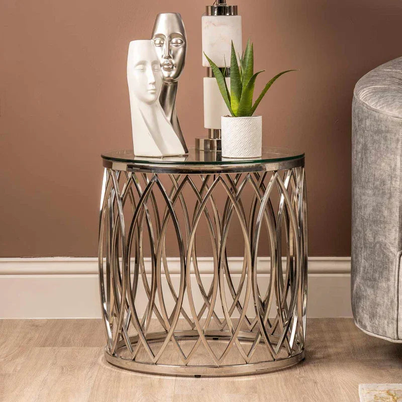 Willow Chrome Metal and Glass End Table