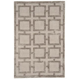 Beige geometric area rug with raised square pattern and textured finish