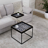 Black & White Metal Coffee Table with Tray