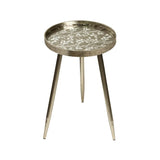 Set of 2 Champagne Nesting Table with Leaves Design