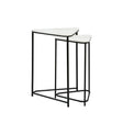Set of 2 Black Metal Nesting Table with White Marble Top