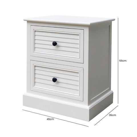 Elise 2 Drawer Bedside Cabinet Pearl White