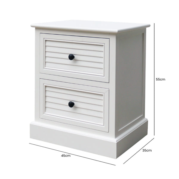 Elise 2 Drawer Bedside Cabinet Pearl White