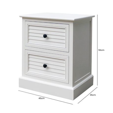 Elise 2 Drawer Bedside Cabinet Pearl White
