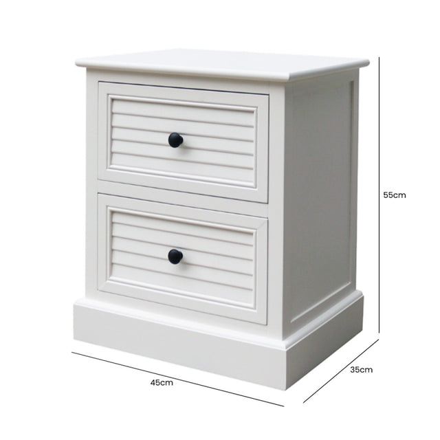 Elise 2 Drawer Bedside Cabinet Pearl White