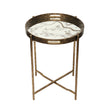 59cm Antique Gold and Mirror Top End Table
