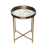 59cm Antique Gold and Mirror Top End Table