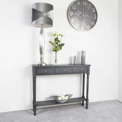 Delta Medium 3 Drawer Console Table Grey with Ball Design Hadle