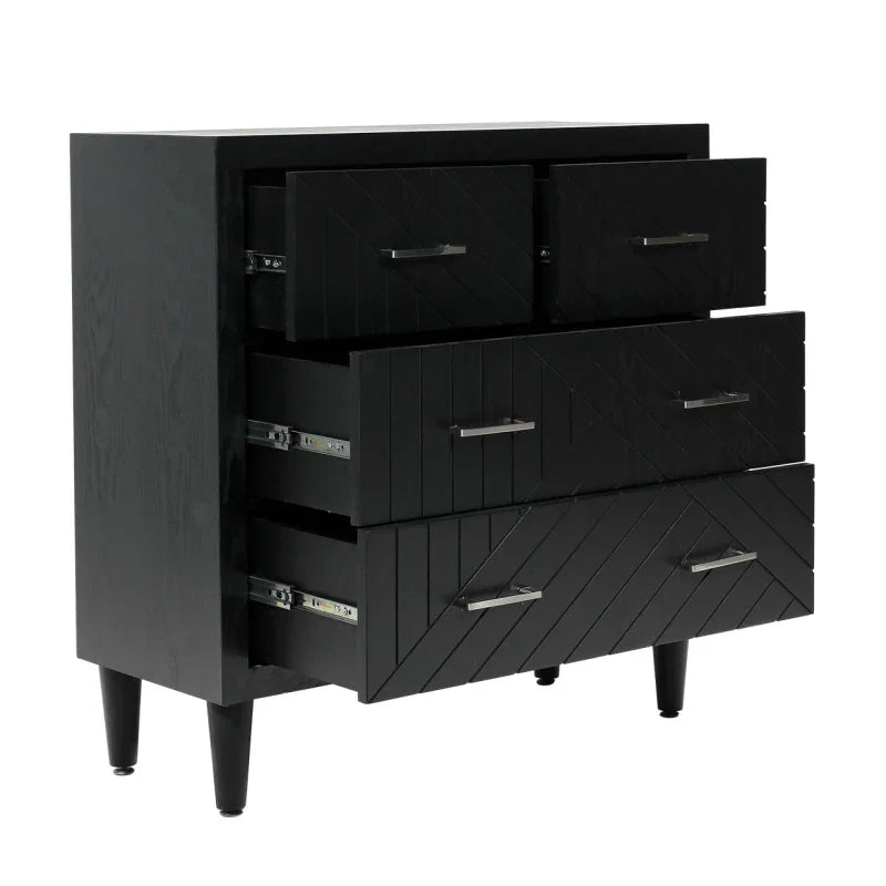 Solano 4-Drawer Black Chest - KD Legs