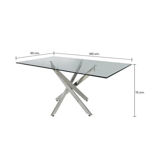 Nova 160cm Chrome and Glass Dining Table - DSP