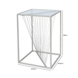 Luna Silver Metal End Table with Clear Glass Top