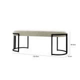 120cm White Boucle Bench with Black Legs