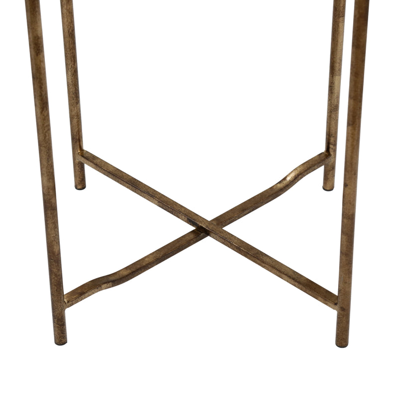 59cm Antique Gold and Mirror Top End Table