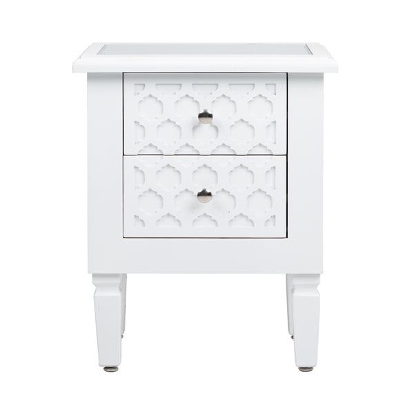 Casablanca White 2-Drawer Bedside Cabinet - DSP