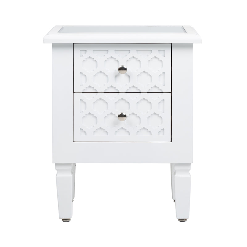 Casablanca White 2-Drawer Bedside Cabinet - DSP