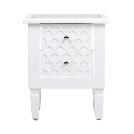 Casablanca White 2-Drawer Bedside Cabinet - DSP