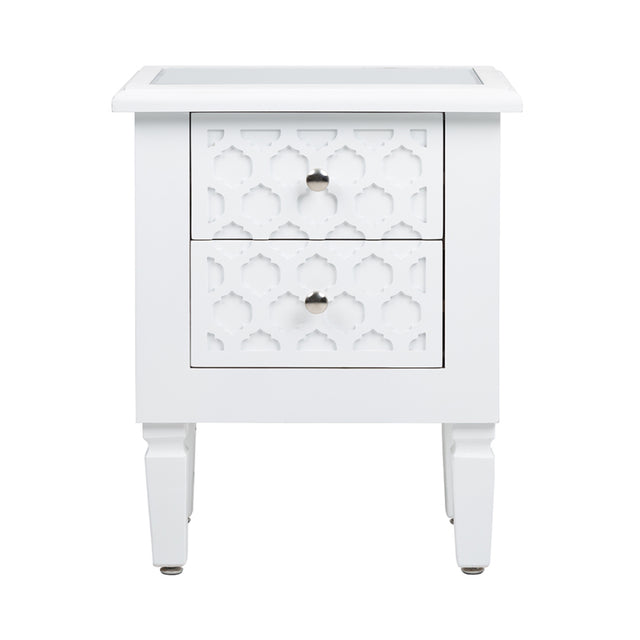 Casablanca White 2-Drawer Bedside Cabinet - DSP