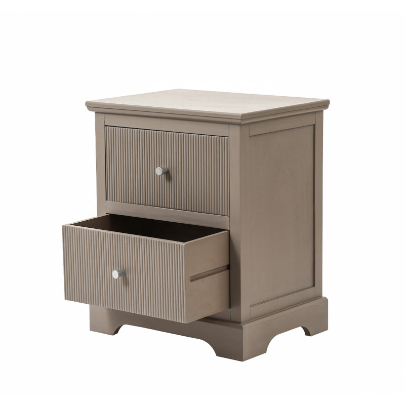 Lindon 2 Drawer Bedside Cabinet Taupe with Nickel Handles
