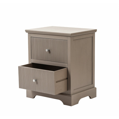 Lindon 2 Drawer Bedside Cabinet Taupe with Nickel Handles