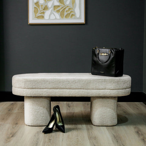 45cm Taupe Chenille Bench