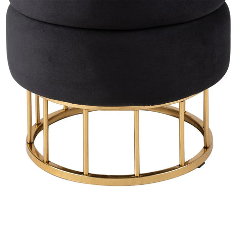 Black Round Storage Stool Gold Base