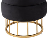Black Round Storage Stool Gold Base