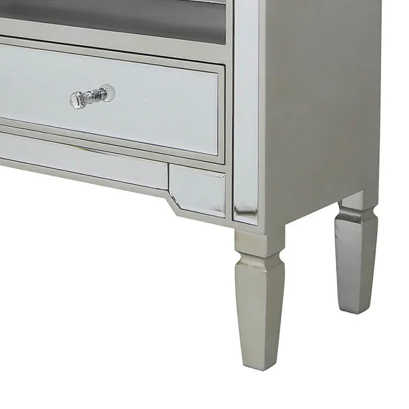 Vista 2-Drawer Champagne Wood Mirror Entertainment Unit