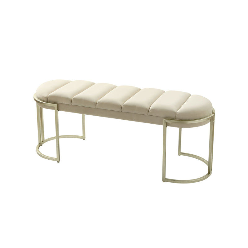 120cm Cream Velvet Tufted Bench with Champagne Legs
