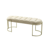 120cm Cream Velvet Tufted Bench with Champagne Legs