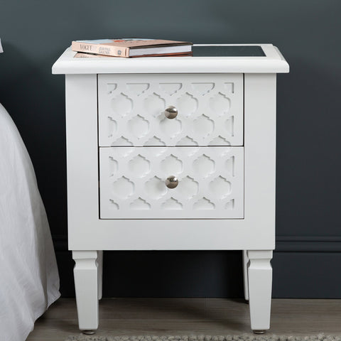 Casablanca White 2-Drawer Bedside Cabinet - DSP