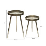 Set of 2 Champagne Nesting Table with Leaves Design