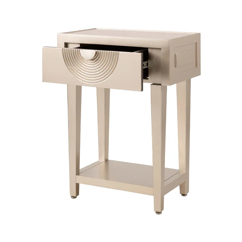 Elon 1-Drawer Telephone Table Gold with Clear Mirror Top