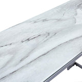 Aamari Grey Gunmetal Console Table with White Faux Marble Glass Top - KD