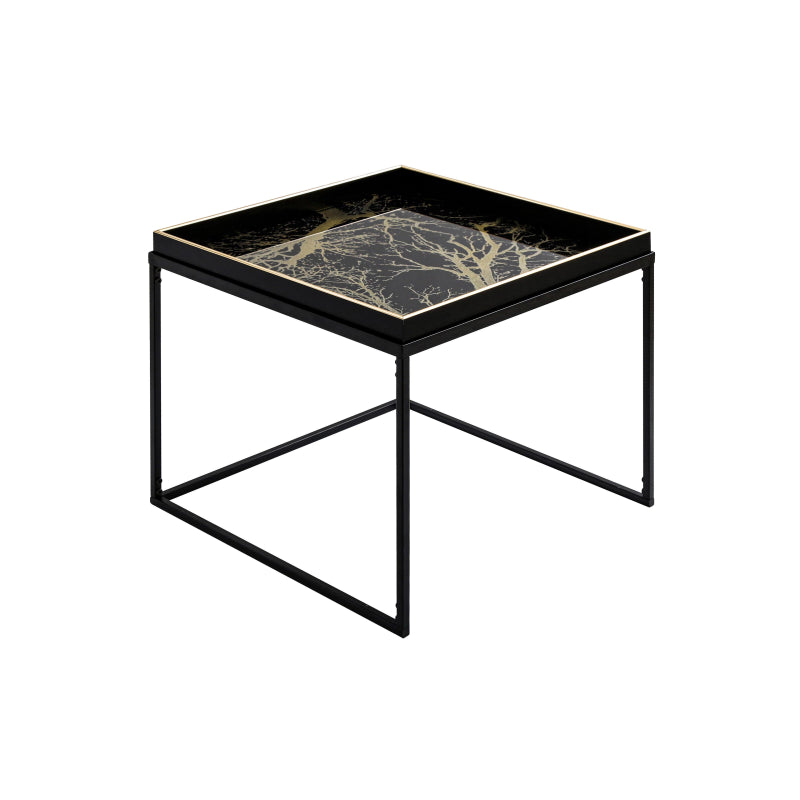 Black & Gold Metal Coffee Table with Tray