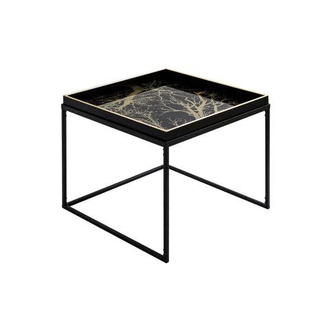 Black & Gold Metal Coffee Table with Tray