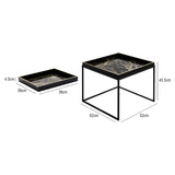 Black & Gold Metal Coffee Table with Tray