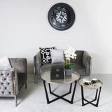 Set Of 2 Rohan Nesting Tables Black with Nickel Tops