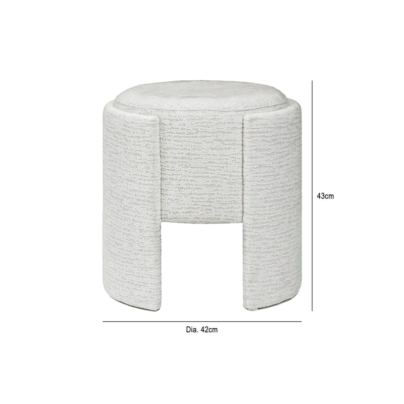 43cm Ivory Chenille Round Stool